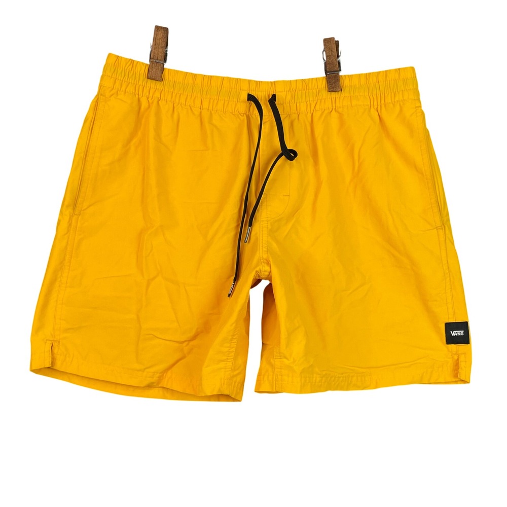 Vans Primary Volley Shorts Mens Medium Yellow Board Shorts Swim Trunks Skate 6"